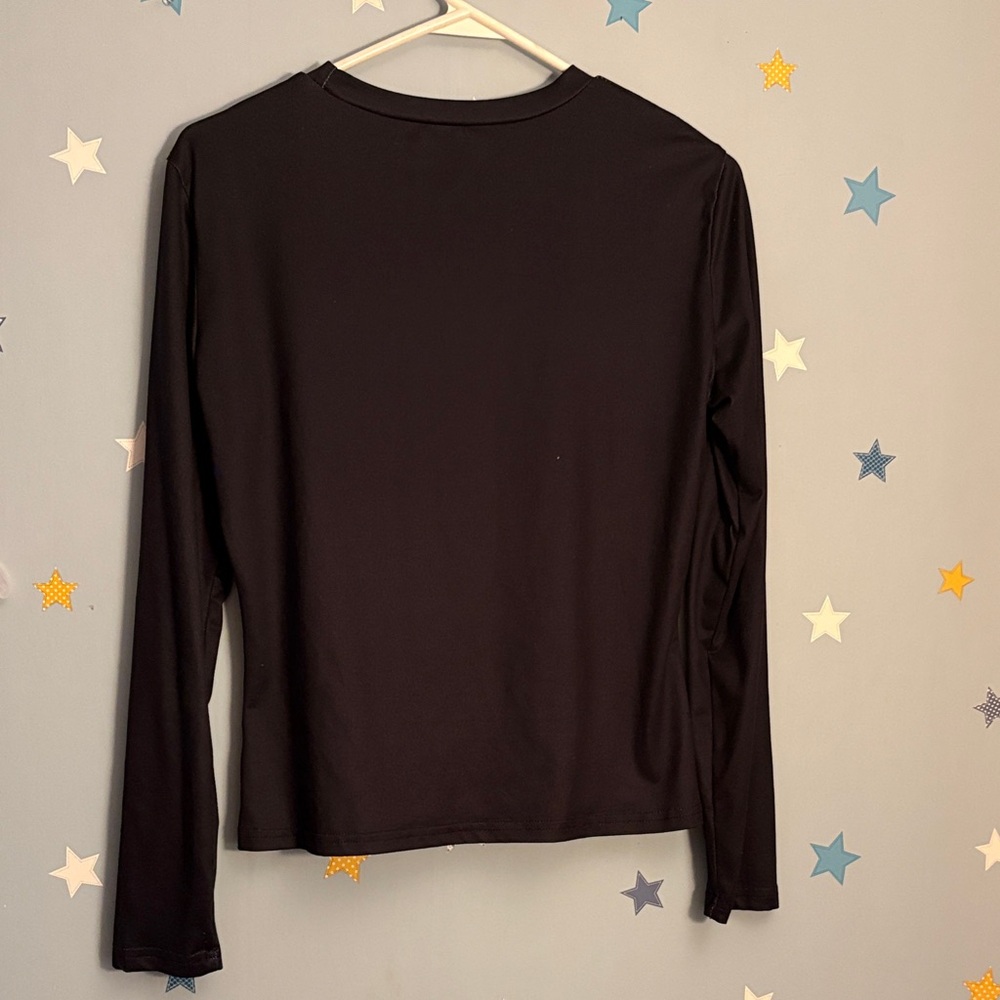 Black Long Sleeve Shirt with Graphic Print - Picture 2 of 2